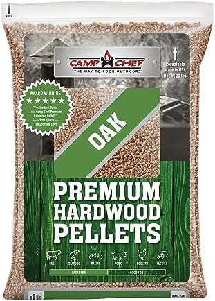 Camp Chef Oak Flavor 100% All-Natural Wood Pellets for Smokers and Pellet Grills, Smoke, Bake, Roast, Braise and BBQ, 20 lb. Bag