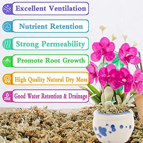 Legigo 2.2LBS Premium Sphagnum Moss for Plants- 40QT Natural Succulent Carnivorous Plant Moss Dried, Long Fiber Orchid Moss for Orchid Repotting Succulent Sarracenia Potted Plants Gardening & Reptiles