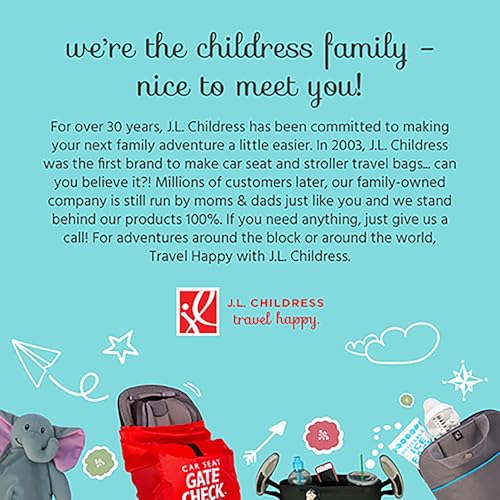 J.L. Childress Gate Check Bag for Car Seats - Travel Bag for Airplane - Includes AIRTAG Holder - Fits All Baby Car Seats, Infant Carriers & Child Booster Seats, Black