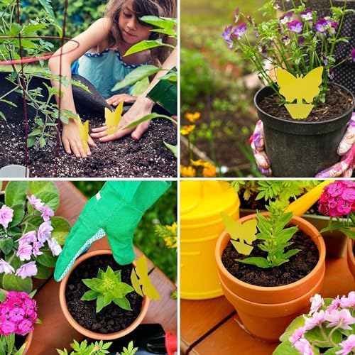100 Pcs Sticky Trapz for gnat, Yellow Stick Traps for Plants, Fungus gnat Traps Double Side with Shovel, Indoor Safe for Gnat, Fruit Fly, White Fly, Aphid, Leaf Miner