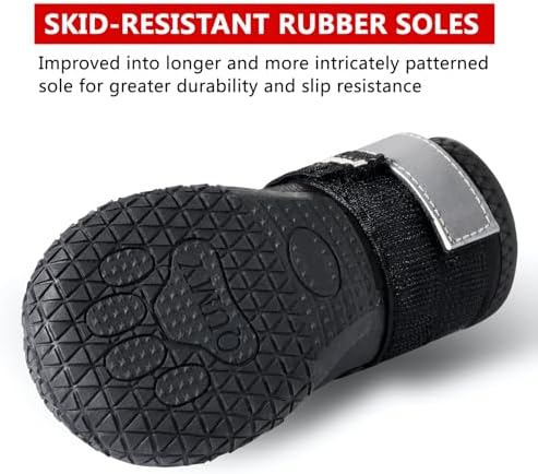QUMY Dog Shoes for Large Dogs, Medium Dog Boots & Paw Protectors for Winter Snowy Day, Summer Hot Pavement, Water-Resistant in Rainy Weather, Outdoor Walking, Indoor Hardfloors Skid-Resistant Sole