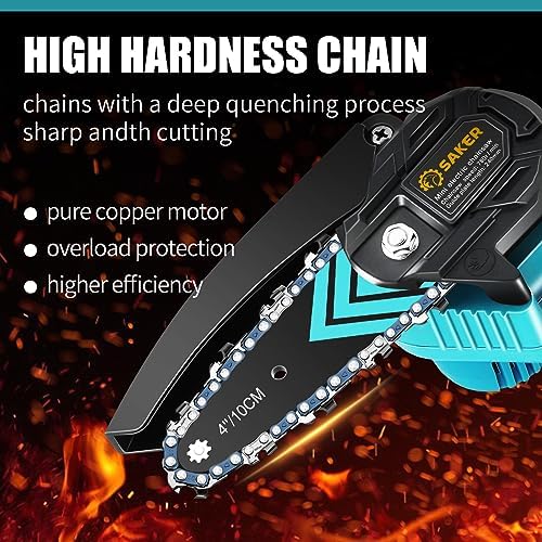 Saker Mini Chainsaw,Portable Electric Chainsaws Cordless,Handheld Chain Saw Pruning Shears Chain Saws for Tree Branches,Courtyard,Household and Garden,Gift for Men Dad Husband Women