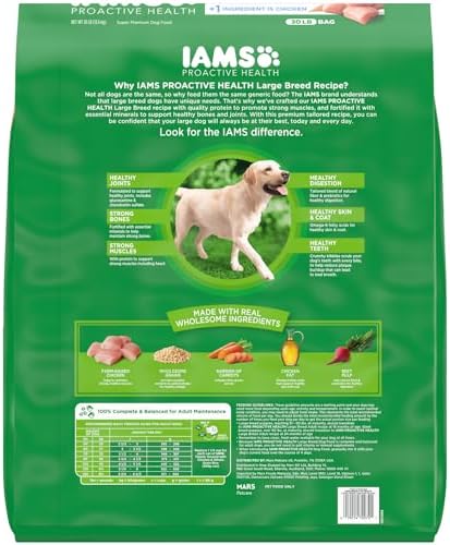 IAMS Proactive Health Large Breed Adult Dry Dog Food with Real Chicken, 30 lb. Bag
