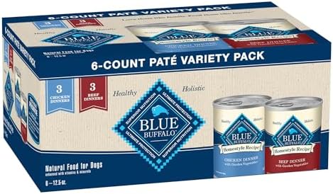 Blue Buffalo Homestyle Recipe Adult Wet Dog Food, Made with Natural Ingredients, Chicken and Beef Dinner Variety Pack, 12.5-oz Cans (6 Count, 3 of each)