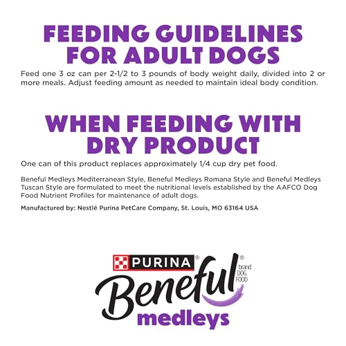 Purina Beneful Medleys Wet Dog Food Variety Pack with Tuscan, Romana, and Mediterranean Style Dog Food in Dog Gravy, 30 Pack - (Pack of 30) 3 oz. Cans