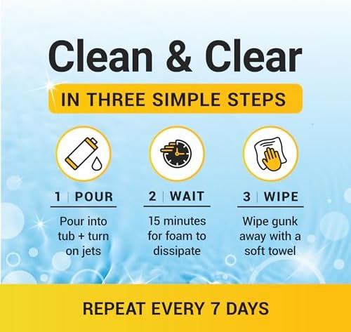 3in1 Weekly Hot Tub Cleaner, Conditioner, Clarifier - Hot Tub Chemicals for Standard & Inflatable Spas - Spa Chemicals for Crystal Clear & Sparkling Clean Water - Made in USA (4 Week Kit)
