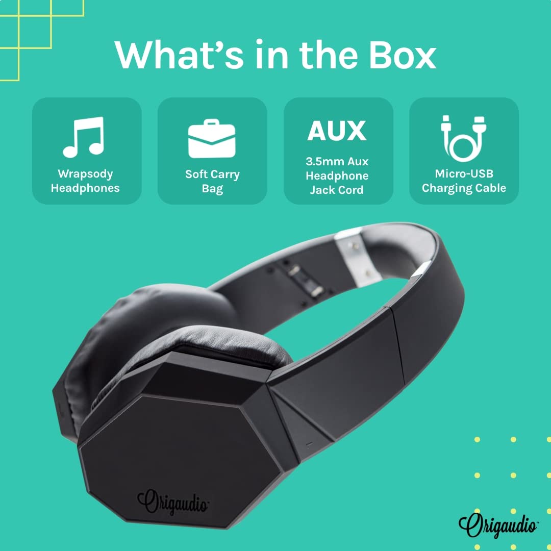 Origaudio Wrapsody Wireless Noise-Cancelling Headphones - Over 10 Hours of Play Time and 85% Noise-Canceling Effect - 33-Foot Wireless Range