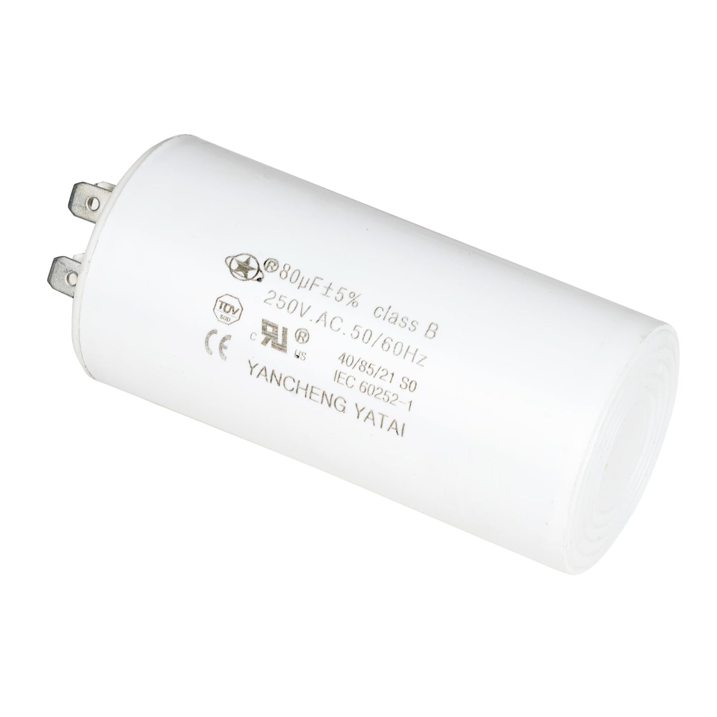 YATAI CBB60 Capacitor 80uF 250V AC, 4-Pin Run Capacitor, 50/60Hz, 1.64 x 3.54 in Cylinder, for Irrigation Pump, Washing Machine, Cement Mixer, and Dehumidifier