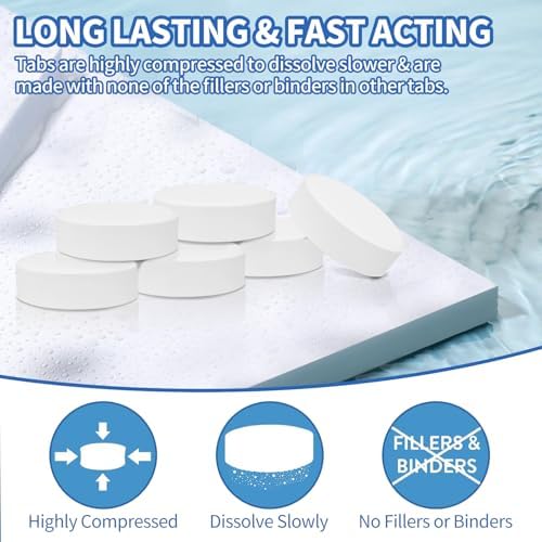 Chlorine Tablets 3 inch 5 Pounds, TABIT Swimming Pool Long Lasting Chlorinating Tablets, Slow Dissolving, Tri-Chlor for Swim Pool, Hot Tubs, Spa