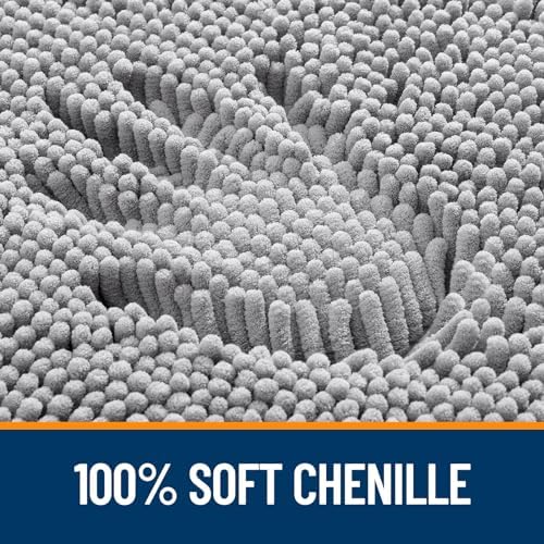 OLANLY Bathroom Rugs 36x24, Extra Soft Absorbent Chenille Bath Rugs, Rubber Backing Quick Dry, Machine Washable Bath Mats for Bathroom Floor, Tub and Shower, Home Decor Accessories, Grey
