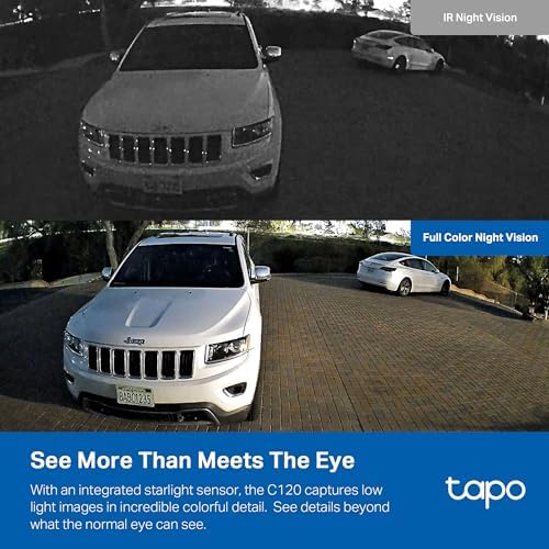 Tapo by TP-Link 2K QHD Security Camera Indoor/Outdoor, 2024 PCMag Editor's Choice, Color Night Vision, Free Person/Pet/Vehicle Detection, Baby Monitor, Local/Cloud Storage, IP66, Dual-Spotlight(C120)