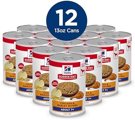 Hill's Science Diet Adult 7+, Senior Adult 7+ Premium Nutrition, Wet Dog Food, Chicken & Barley Loaf, 13 oz Can, Case of 12