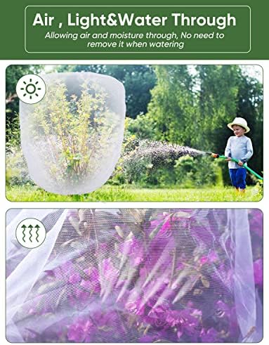 Bird Netting for Garden Protection - 4 Pack Garden Netting Pest Barrier with Drawstring,Mosquito Net Tomato Protective Cover Garden Plant Netting for Blueberry Bushes (4.9 Ft x 4 Ft/4 Pack)