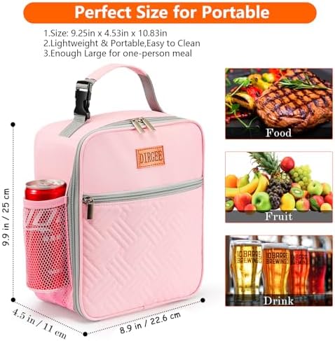 Lunch Bag for Women Insulated Lunch Bag For Men Adults Small Lunch Bag for Office Work - Leakproof Freezable Cooler Bag Reusable Portable Lunch Box (Pink)