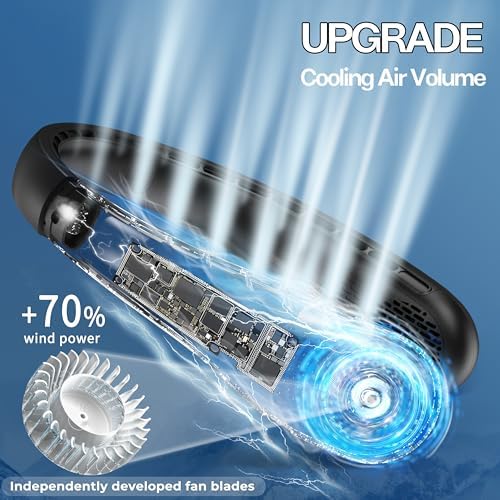 KIDEE Neck Fan, Portable Bladeless Neck Fans, Upgrade 360° Airflow, Super Quiet, 3 Speeds, 4000mAh Personal Wearable Neck Fan, Upgraded Cooling Air Volume USB Rechargeable Hands Free Fan