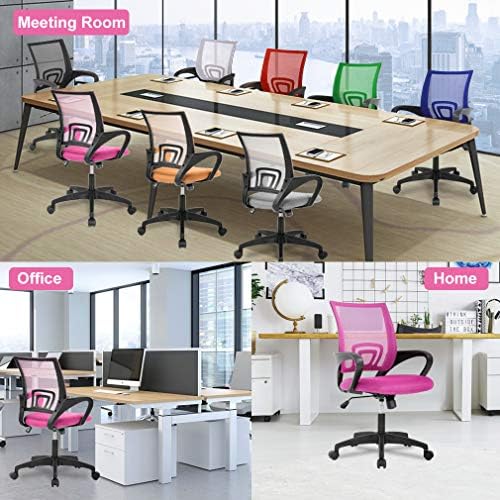 Ergonomic Office Chair Desk Chair Mesh Computer Chair with Lumbar Support Executive Rolling Swivel Adjustable Home Mid Back Task Chair for Women Adults, Pink