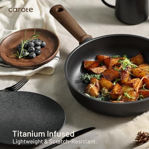 CAROTE Nonstick Pots and Pans, Induction Cookware Set 16pcs Kitchen Cooking Sets, Pot and Pan Non Stick w/Frying pan (PFOS, PFOA Free)