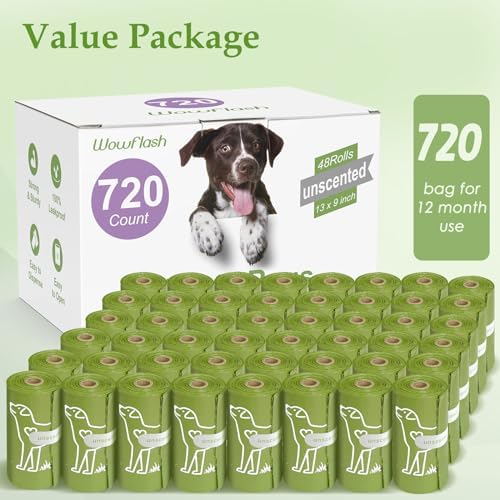 720 Count Unscented 13” x 9”Dog Poop Bags Rolls, Leakproof Strong & Sturdy Waste Bags for Doggie Cat Pet