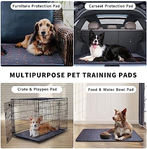 Sunheir Washable Pee Pads for Dogs 2-Pack Reusable Puppy Pads Pet Training Pads, Waterproof Dog Pee Pads for Crate, Whelping Pad, Non-Slip Protects Against Urine Leakage (Leaves - Deep Grey, 24x36)