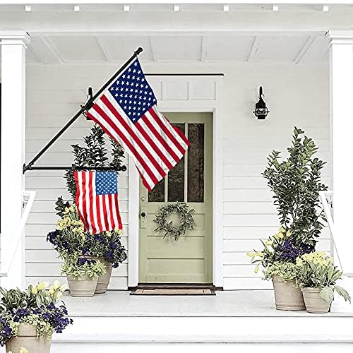 ZMTECH Flag Pole - Upgraded Bracket, 6 FT Stainless Steel Flag Poles for Outside House, Residential or Commerical, Tangle Free Flag Pole Kit for American Flag (Without Flag, Black)