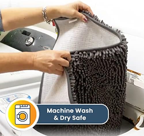 Muddy Mat® Shown on TV – Super Absorbent Microfiber Dog Door Mat for Muddy Paws, Non-Slip Washable Pet Rug, Quick Dry Chenille Entryway Carpet, Machine Washable Indoor Outdoor mat, Grey 30"x19"