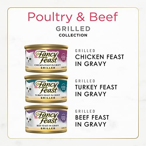 Purina Fancy Feast Grilled Wet Cat Food Poultry and Beef Collection Wet Cat Food Variety Pack - (Pack of 24) 3 oz. Cans