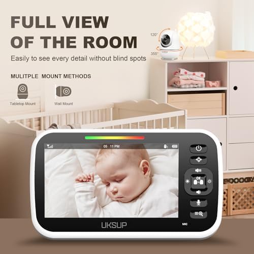Baby Monitor with Camera and Audio- Video Baby Monitor with 960ft Long Range, Remote Pan-Tilt-Zoom, Night Vision, Temperature Sensor, 2-Way Talk, 8 Lullabies, 30-Hour Battery & No WiFi