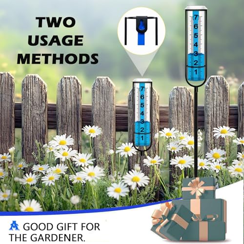 JMBay Rain Gauge Outdoor, Accurate rain gauges Outdoors Best Rated, Tall rain Gauge for Yard with Stake, Decorative rain Measure Gauge for Garden, Deck, Lawn with Large Numbers, Adjustable Height