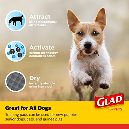 Glad for Pets Black Charcoal Puppy Pads, 23"x23" Disposable Pee Pad That Absorbs & Neutralizes Urine Instantly, Activated Carbon Training Pads For Dogs - 100 Count
