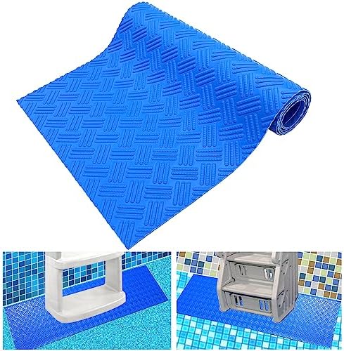 SKARUMMER Swimming Pool Ladder Mat - Protective Pool Ladder Pad Step Mat with Non-Slip Texture, Blue Medium Pool Step Mat, Pool Liner Protection Mat 36 inch X 17 inch