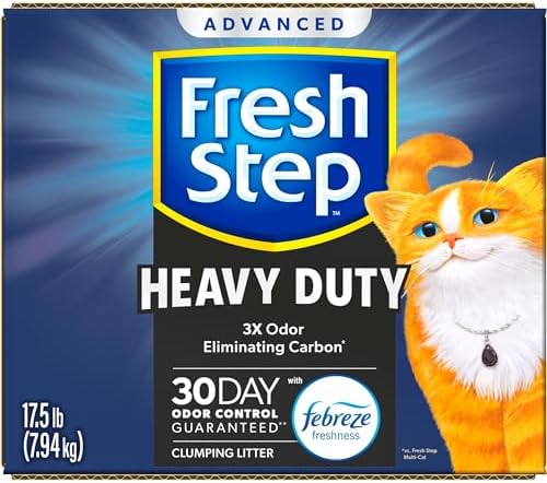 Fresh Step Clumping Cat Litter, Heavy Duty Advanced, Long Lasting 30-Day Odor Control with Odor Eliminating Carbon, 17.5 lb