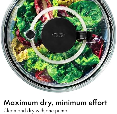 OXO Good Grips Glass Salad Spinner, Large/6.22 Quart, Clear