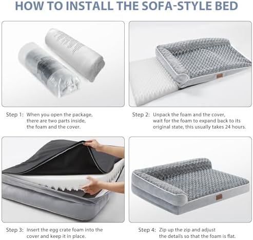 BFPETHOME Orthopedic Dog Bed for Extra Large Dogs-Big Waterproof Sofa Dog Bed with Removable Washable Cover, Large Pet Bed with Waterproof Lining and Nonskid Bottom,Pet Bed for Large Dogs