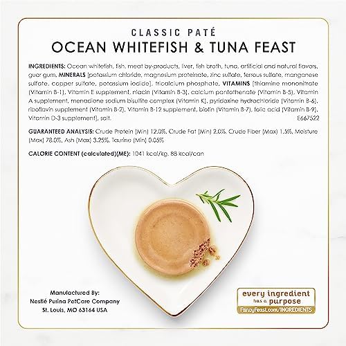 Purina Fancy Feast Seafood Classic Pate Collection Grain Free Wet Cat Food Variety Pack - (2 Packs of 12) 3 oz. Cans