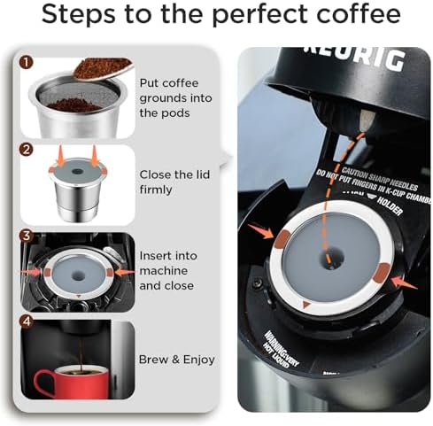 Noalto Reusable K Cups and Coffee Pods,Universal stainless steel k Cups for Keurig 2.0 and 1.0 Coffee Makers machine(2pack)