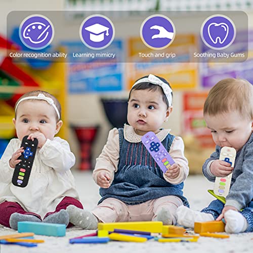 Chuya Silicone Baby Teether Chew Toy for Babies 0-6 Months 3-24 Months, Teething Relief Baby Toys for Infants Remote Control Shape (3 Pack)