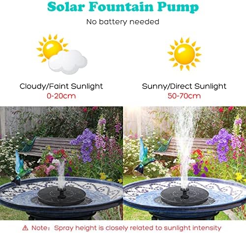 Mademax 1W Solar Bird Bath Fountain Pump, Solar Fountain with 6 Nozzle, Free Standing Floating Solar Powered Water Fountain Pump for Bird Bath, Garden, Pond, Pool, Outdoor