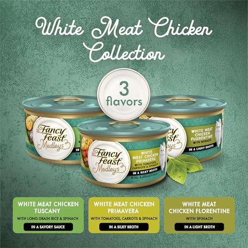Purina Fancy Feast Wet Cat Food Variety Pack, Medleys White Meat Chicken in Sauce Collection - (Pack of 12) 3 oz. Cans
