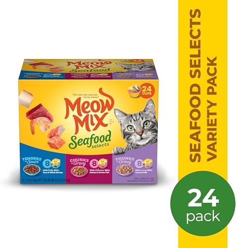 Meow Mix Seafood Selects Wet Cat Food Variety Pack, 2.75 Ounce Cups (Pack of 24)
