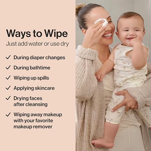 The Honest Company 100% Pure Organic Cotton Dry Wipes | Multi-Use Disposable Facial Cloth and Baby Wipe | Hypoallergenic and Gentle on Skin | 192 Count
