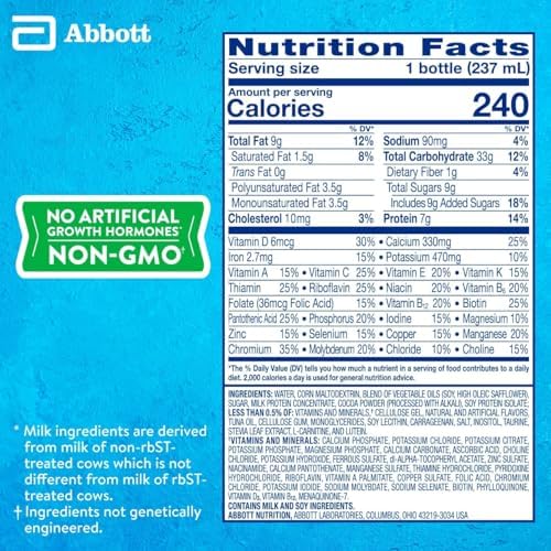 PediaSure Grow & Gain with Immune Support, 27 Vitamins & Minerals for Kids, 7g Protein, Non-GMO, Gluten-Free, Chocolate, 8-fl-oz Bottle, Pack of 24