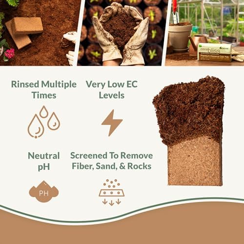Coco Coir 650gm Bricks (10-Pack) - Organic Coco Coir for Plants - OMRI-Listed Cocopeat Bricks for Garden Soil & Potting Mixes - Coconut Fiber Mixes with Potting Soil for Indoor & Outdoor Plants