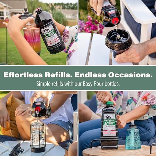 TIKI BiteFighter Mosquito Repellent Torch Fuel - 1 Gallon (128 oz.), Citronella & Cedar Formula for Mosquito Repellency, Easy Pour Bottle, Use with Torches & Table Torches, Outdoor & Backyard Use