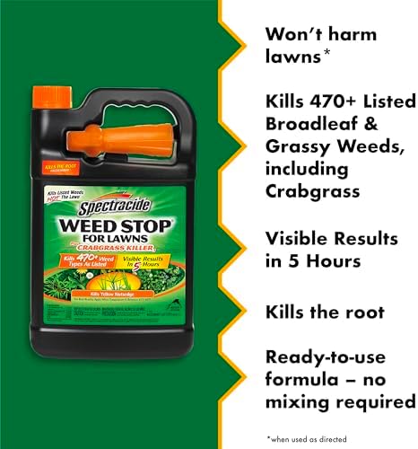 Spectracide Weed Stop For Lawns Plus Crabgrass Killer, 1 Gallon, Ready-To-Use Formula Kills More Than 470 Types Of Weeds As Listed Including Dandelion, Chickweed, Clover, Crabgrass And Yellow Nutsedge