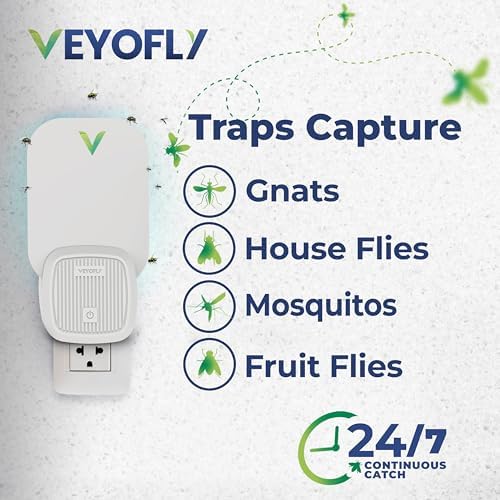 VEYOFLY (Starter Kit) Fly Catcher Indoor, Fly Trap, (2 Device + 6 Refills) Fruit Fly Traps for Indoors, Gnat Traps for House Indoor, Bug Killer, Fly Trap, Plug in Light Flying Insect Trap