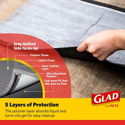 Glad for Pets Black Charcoal Puppy Pads, 23"x23" Disposable Pee Pad That Absorbs & Neutralizes Urine Instantly, Activated Carbon Training Pads For Dogs - 100 Count