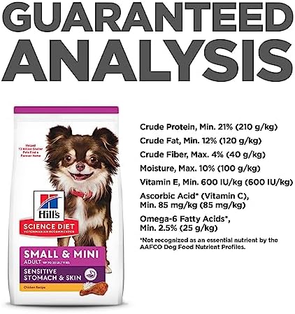 Hill's Science Diet Sensitive Stomach & Skin, Adult 1-6, Small & Mini Breeds Stomach & Skin Sensitivity Support, Dry Dog Food, Chicken Recipe, 4 lb Bag