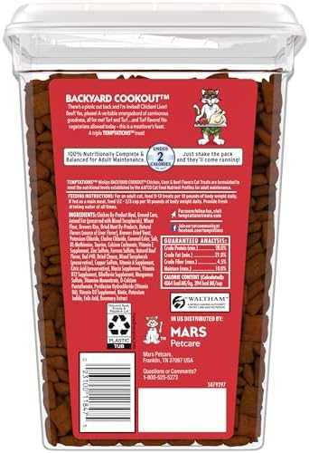 Temptations MixUps Backyard Cookout Flavor Crunchy and Soft Cat Treats, 30 oz. Tub