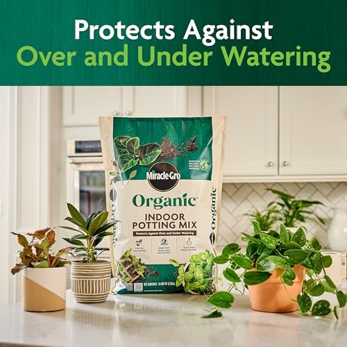 Miracle-Gro Organic Indoor Potting Mix, Protects Against Over and Under Watering, for Indoor Container Plants, Houseplants and Starter Plants, OMRI Listed, 8 qt., 2-Pack