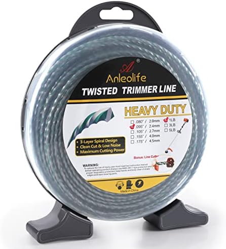 A Anleolife 1-Pound Heavy Duty Twisted .095-inch-by-393-ft Dual Core String Spiral Trimmer Line Donut,with Bonus Line Cutter